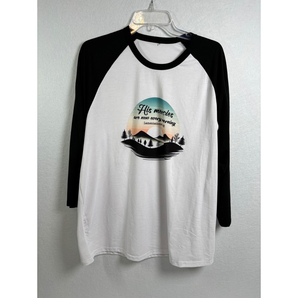 Cricut His Mercies Are New Every Morning Raglan BaseballTee XL Lamentations 3:23